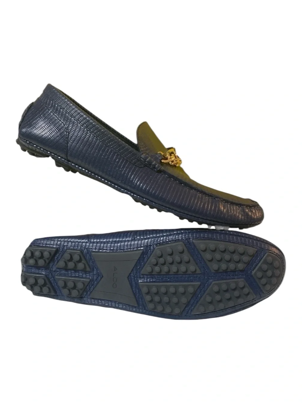 ALDO Davinch Lizard Embossed Loafer Driving Shoe Navy Blue Size 11…Normcore